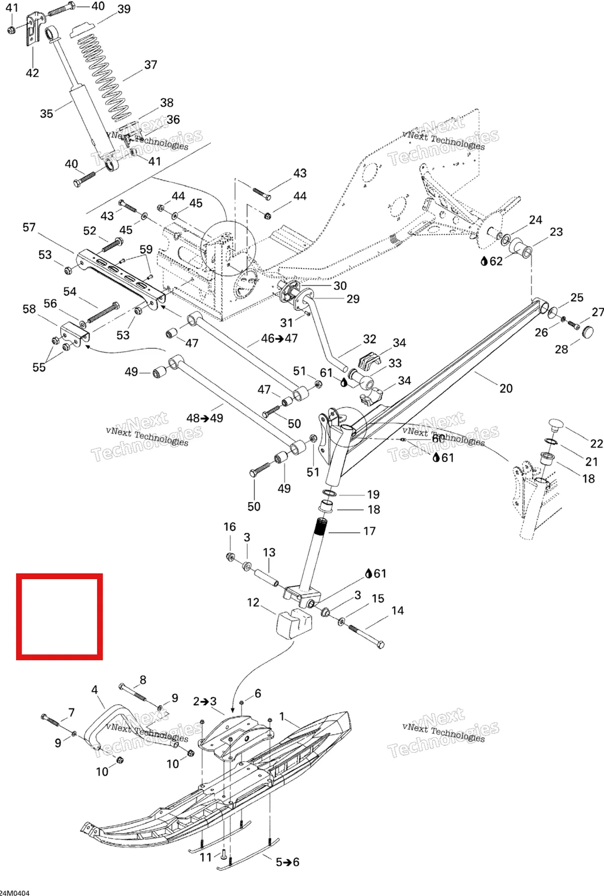 Деталь 505070011 на схеме узла 2004 Ski-Doo Legend 700 Front Suspension And Ski