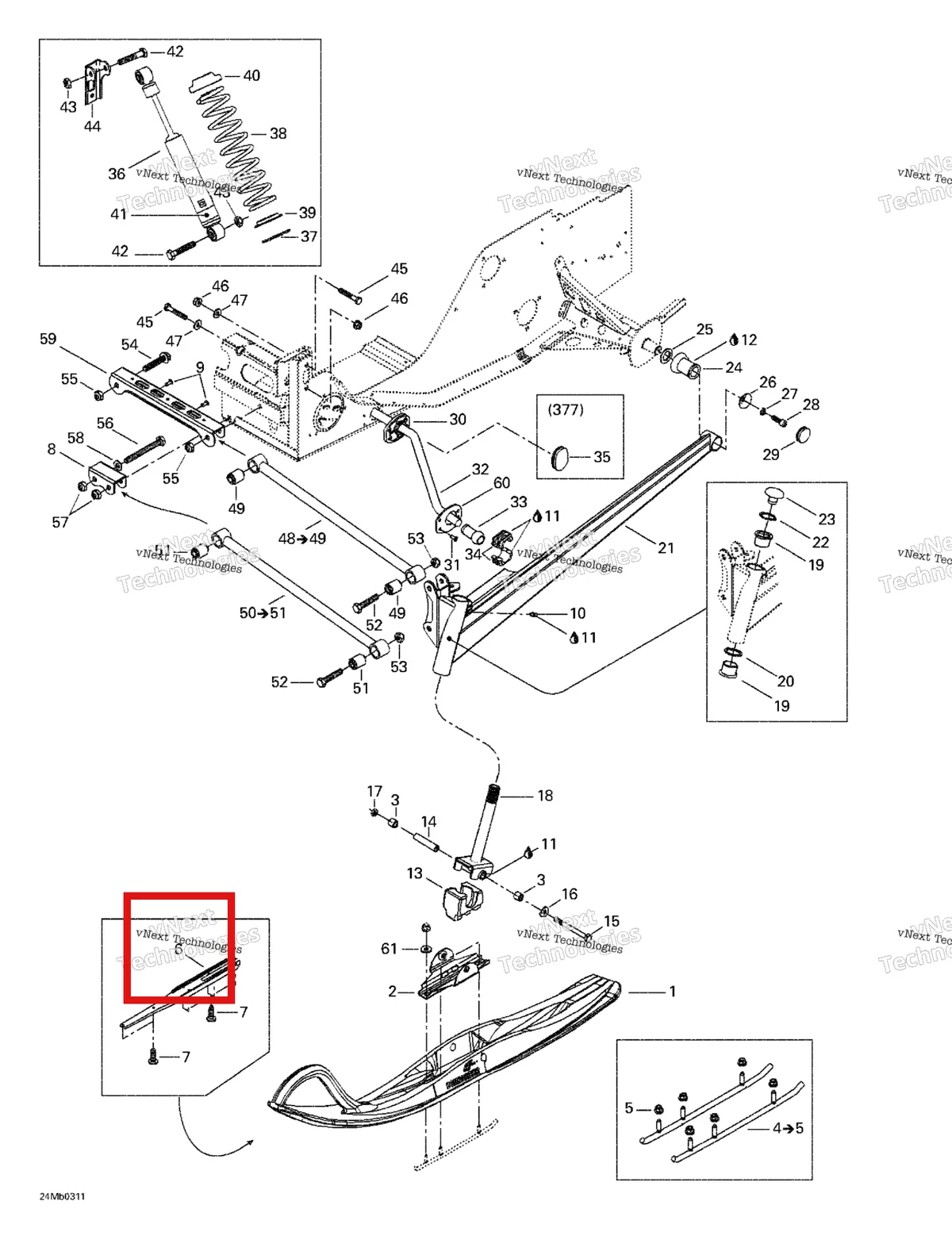Деталь 505070232 (Деталь Proactive Control) на схеме узла 2003 Ski-Doo Grand Touring 380 F/550 F Front Suspension And Ski