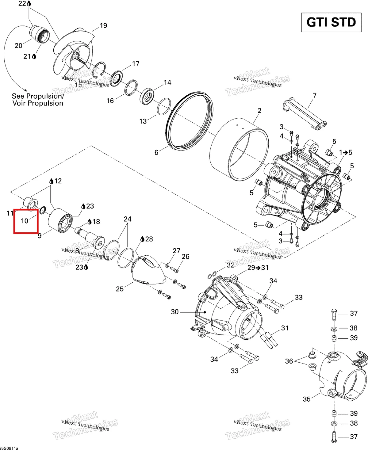 Деталь 505070315 на схеме узла 2008 Sea-Doo GTI 130 Pump Std