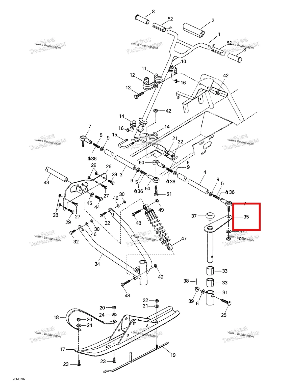 Схема применяемости: Лыжа Leg Ski-Doo 505070456