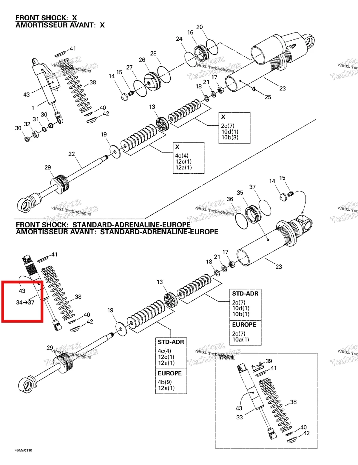 Деталь 505070512 на схеме узла 2001 Ski-Doo MX Z 500/600/700 Front Take Apart Shocks