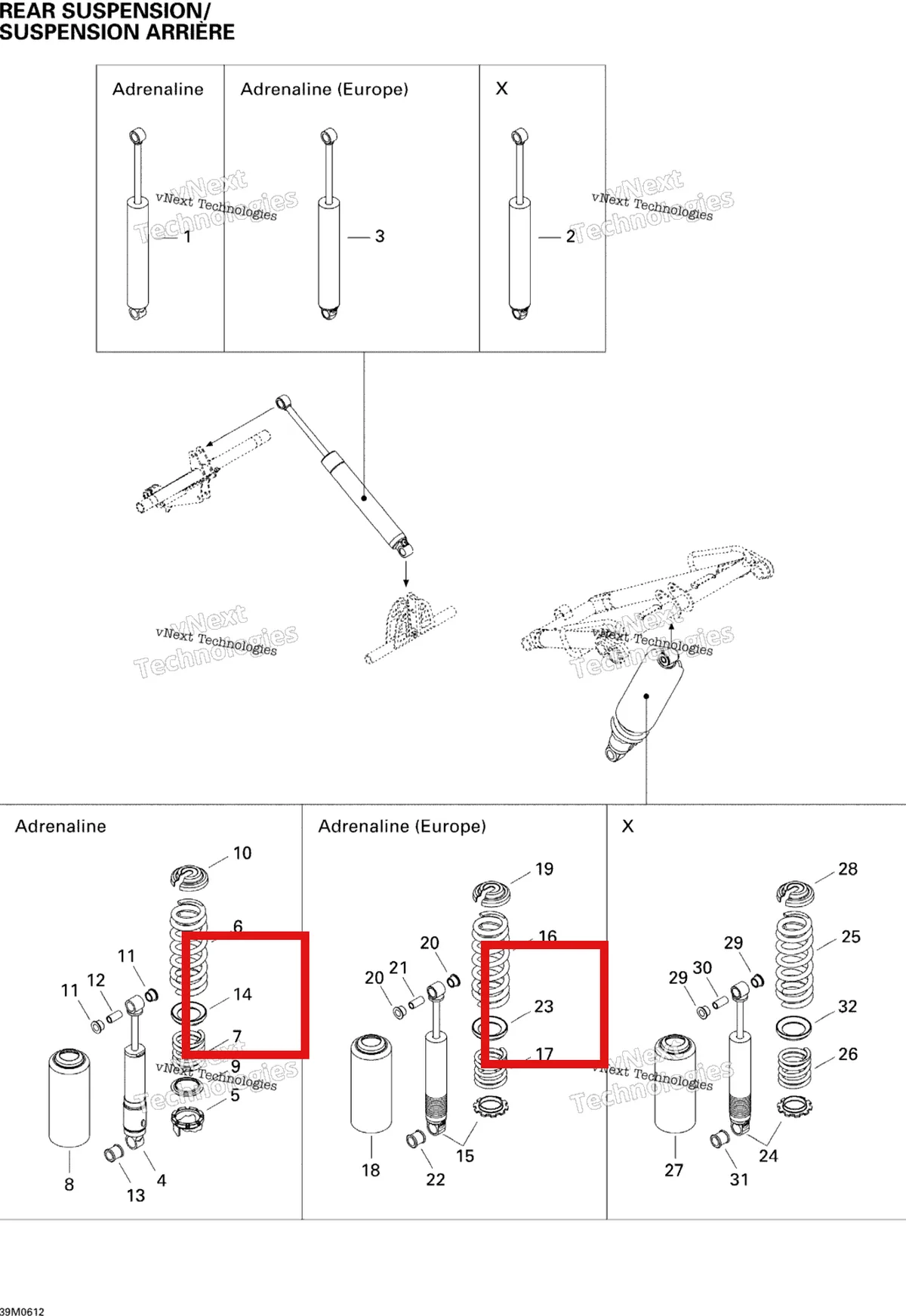 Деталь 505070538 на схеме узла 2006 Ski-Doo Summit 600 HO SDI, Adrenaline Rear Suspension Shocks 600Ho