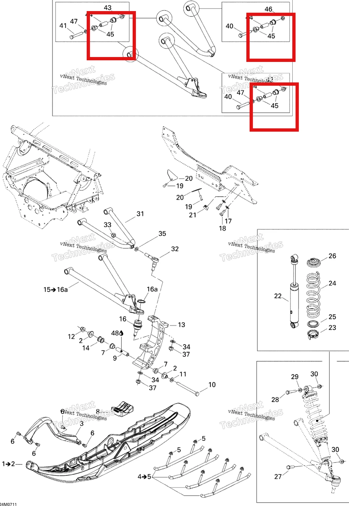Деталь 505070566 на схеме узла 2007 Ski-Doo Summit 550F Front Suspension And Ski