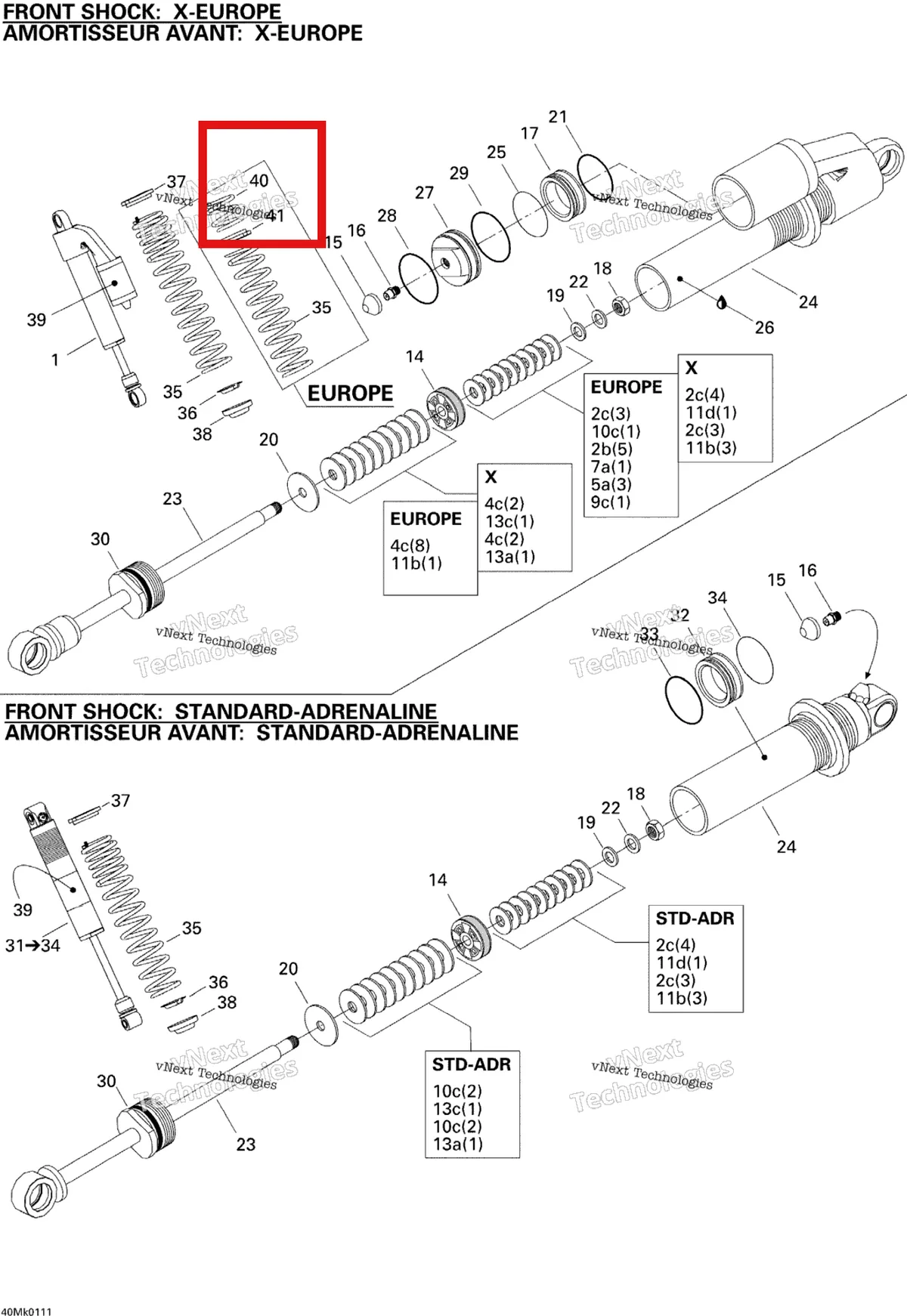 Деталь 505070576 на схеме узла 2001 Ski-Doo MX Z 800 Front Take Apart Shocks