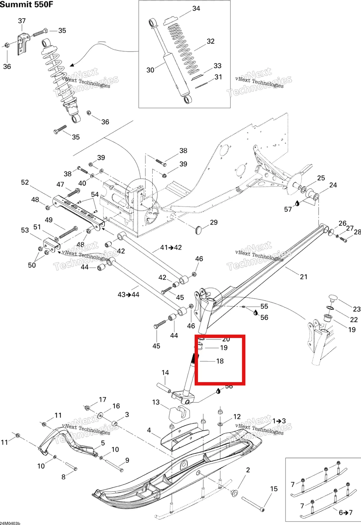 Деталь 505070672 на схеме узла 2004 Ski-Doo Summit 550F Front Suspension Summit 550F