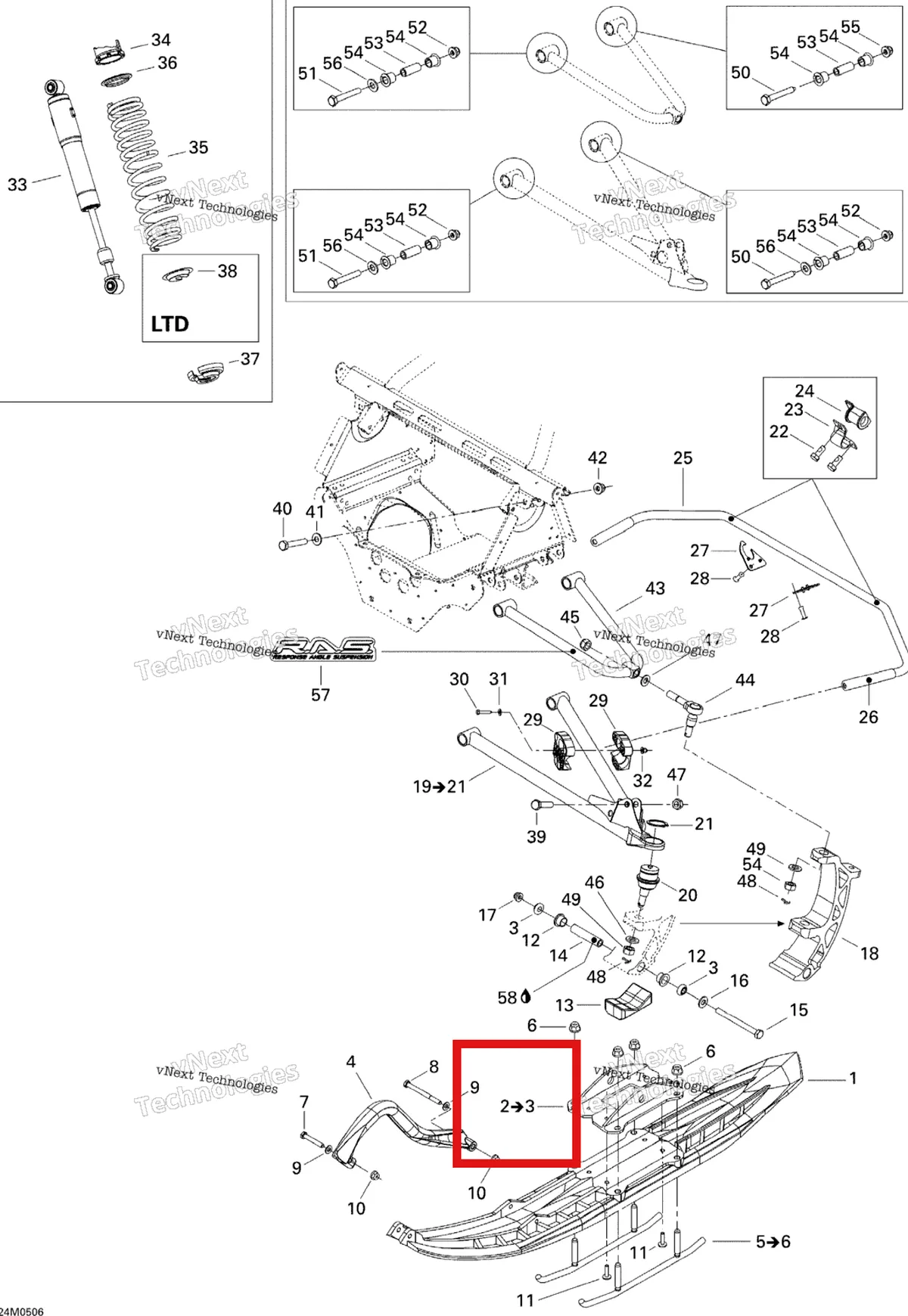 Схема применяемости: Bridge в сборе Ski-Doo 505070764