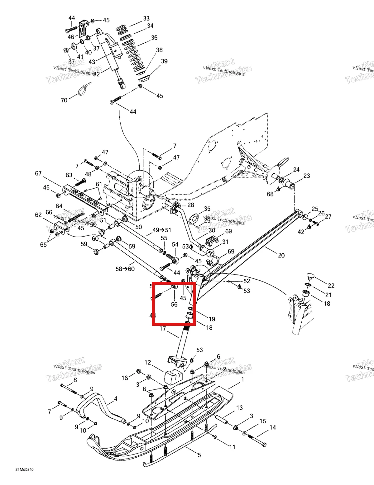 Деталь 505070820 на схеме узла 2002 Ski-Doo MX Z X 440 Front Suspension And Ski