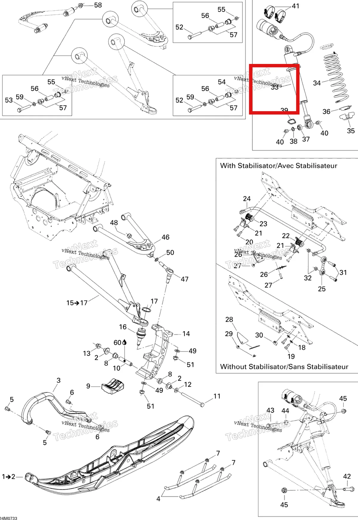 Деталь 505070953 на схеме узла 2007 Ski-Doo MX Z 440X Racing Front Suspension And Ski