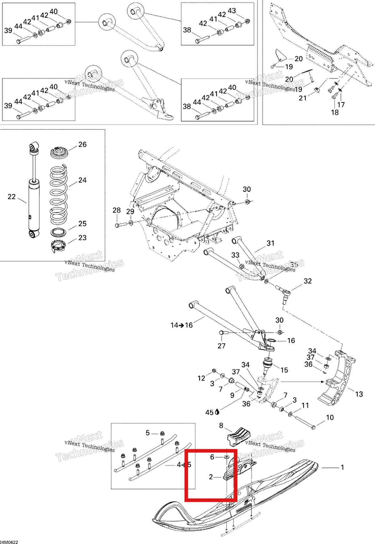 Деталь 505070980 (Деталь Bridge) на схеме узла 2006 Ski-Doo Expedition 550F Front Suspension And Ski