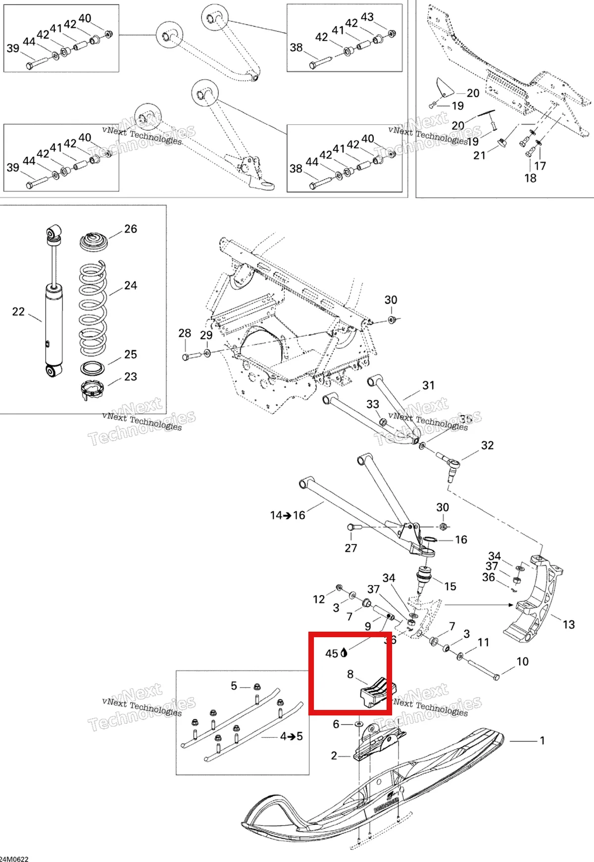 Деталь 505071304 на схеме узла 2006 Ski-Doo Expedition 550F Front Suspension And Ski