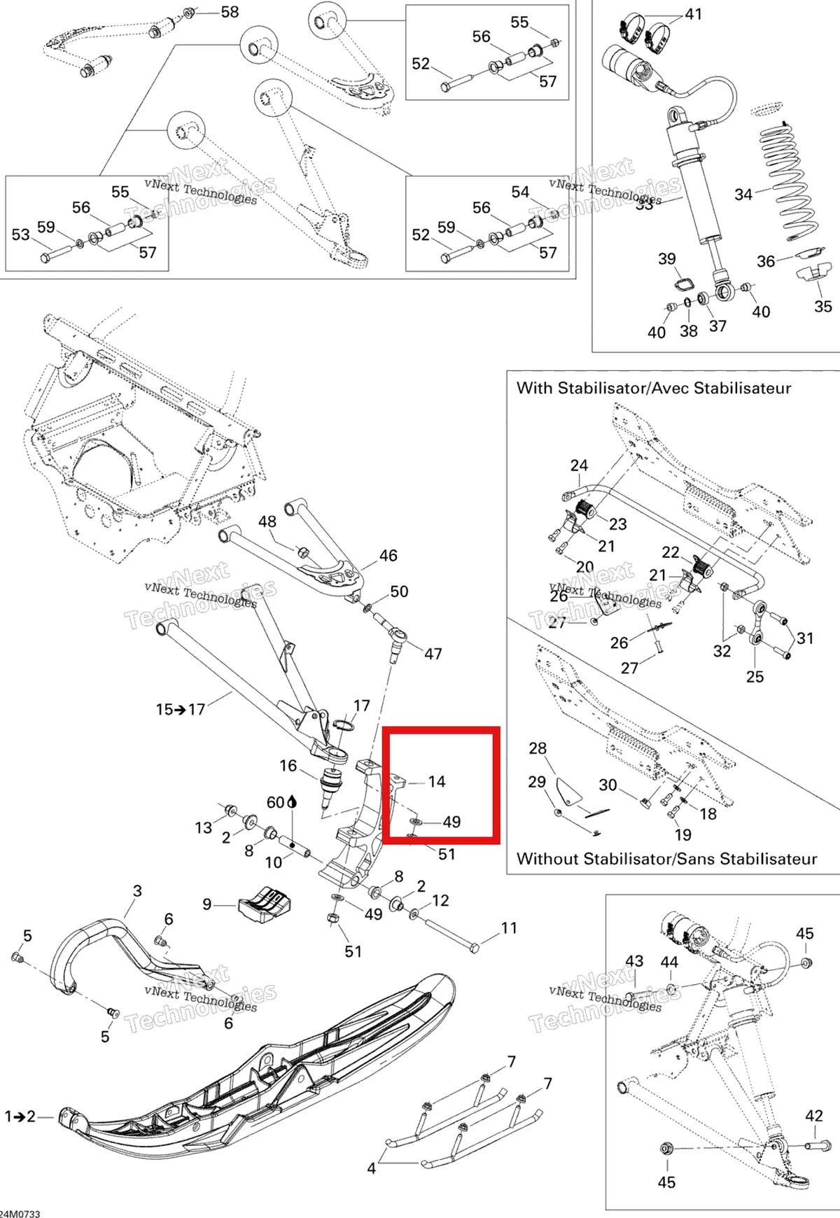 Деталь 505071396 на схеме узла 2007 Ski-Doo MX Z 440X Racing Front Suspension And Ski