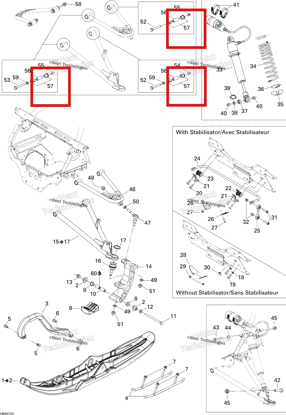 Деталь 505071397 на схеме узла 2007 Ski-Doo MX Z 440X Racing Front Suspension And Ski