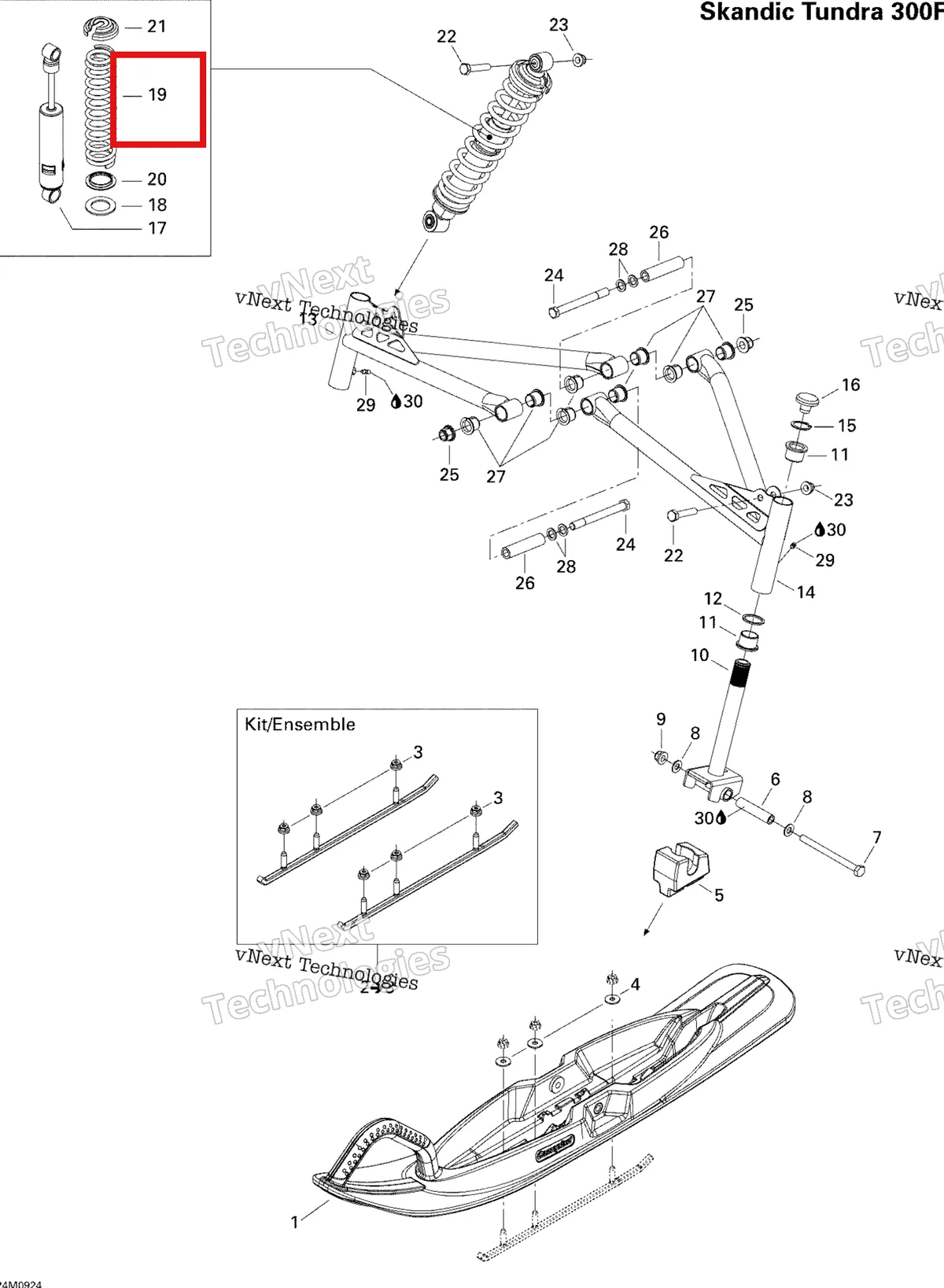 Деталь 505071461 на схеме узла 2009 Ski-Doo Skandic Tundra Front Suspension And Ski