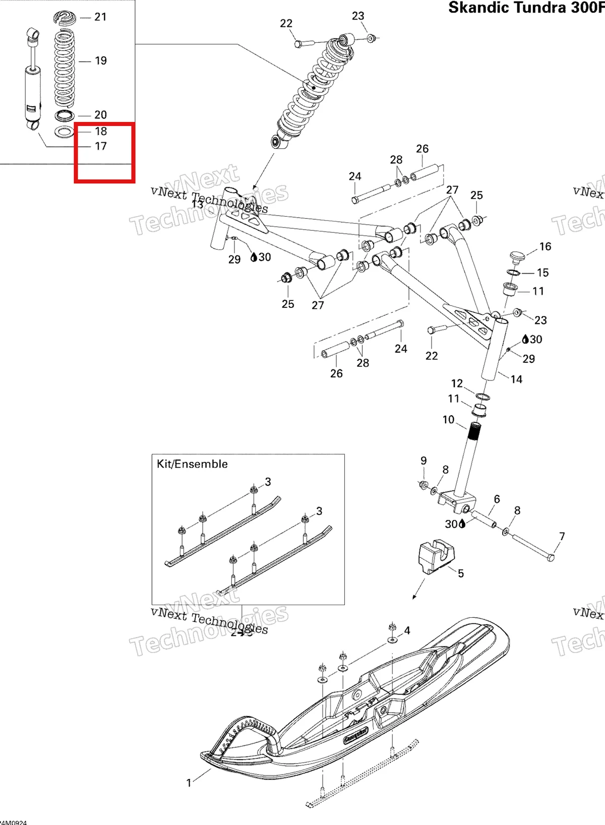 Деталь 505071485 на схеме узла 2009 Ski-Doo Skandic Tundra Front Suspension And Ski