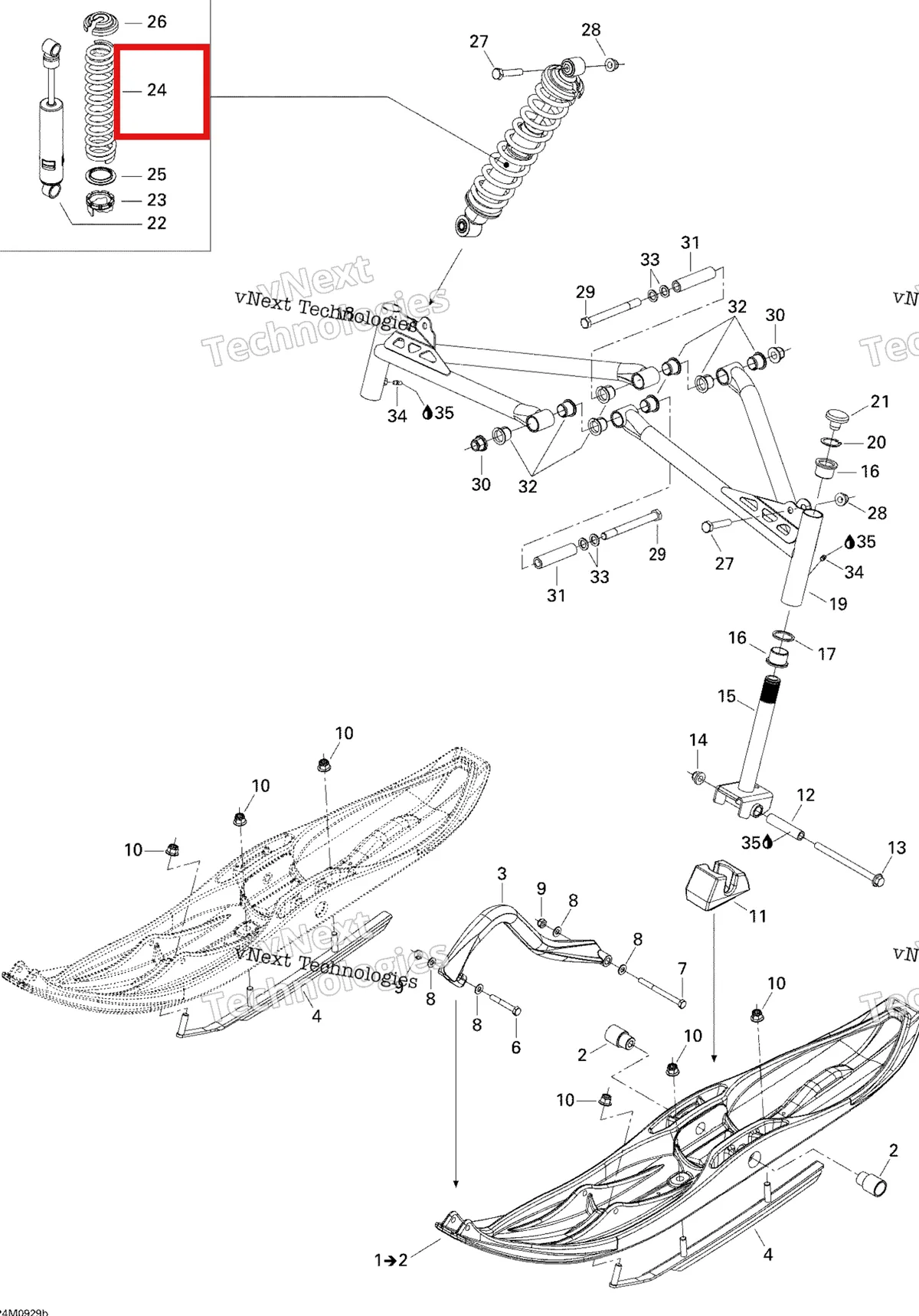Деталь 505071492 на схеме узла 2009 Ski-Doo Skandic Tundra LT V800 4-TEC Front Suspension And Ski Euro