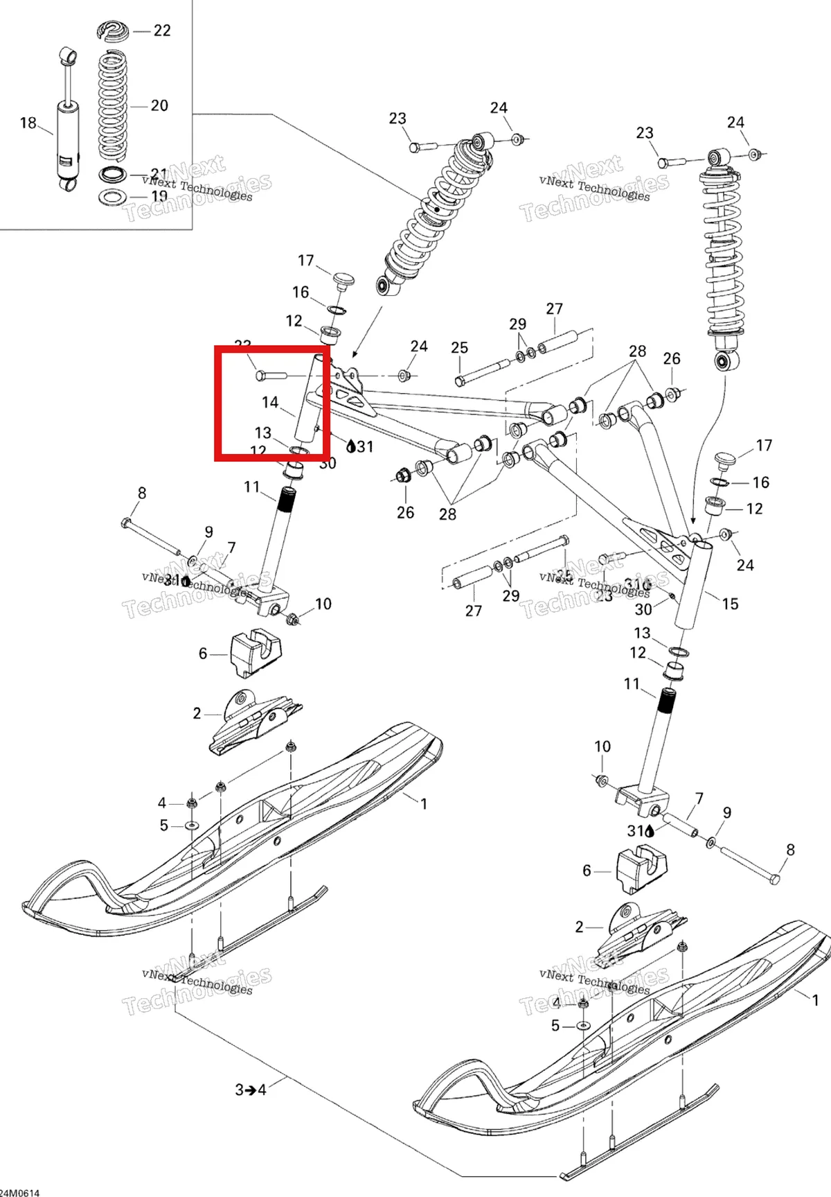 Деталь 505071523 на схеме узла 2006 Ski-Doo Freestyle 300F Front Suspension And Ski