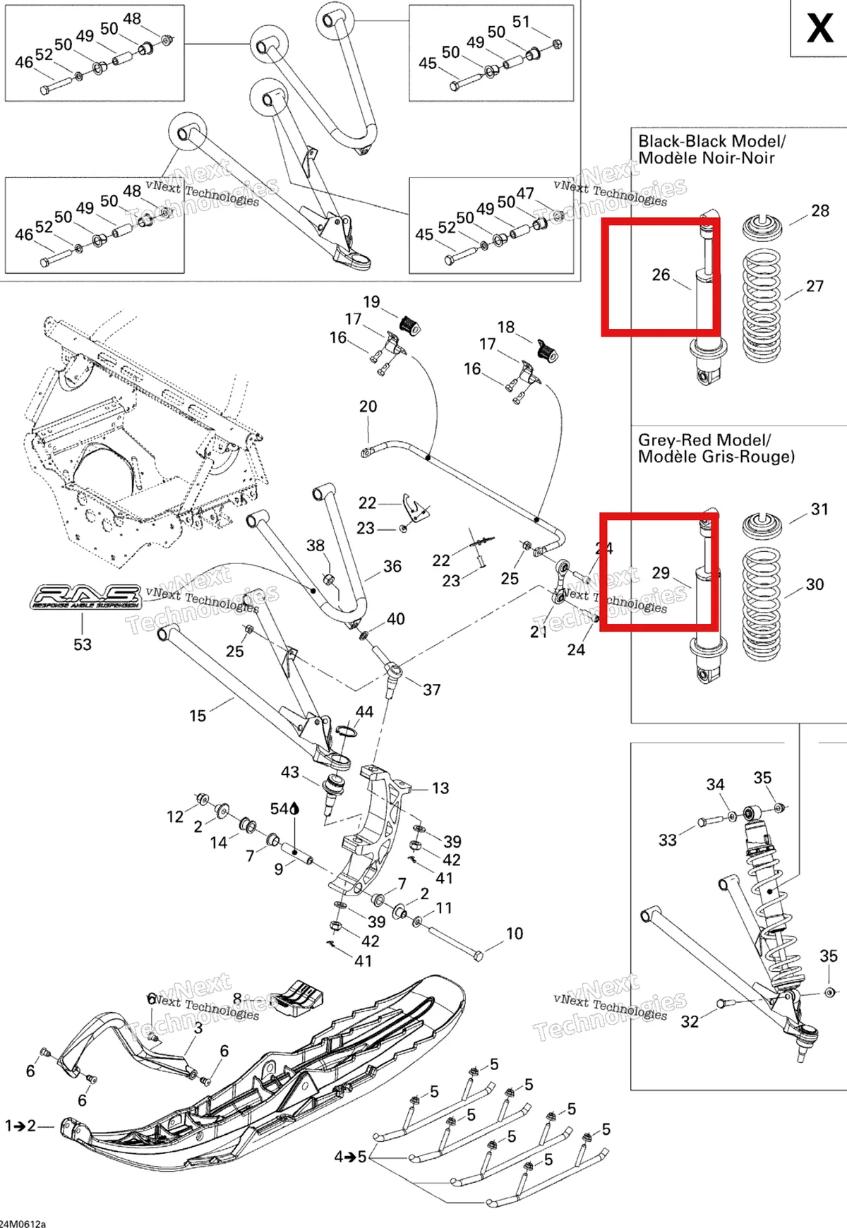 Деталь 505071644 на схеме узла 2006 Ski-Doo Summit 800 HO, Adrenaline & X Front Suspension And Ski X