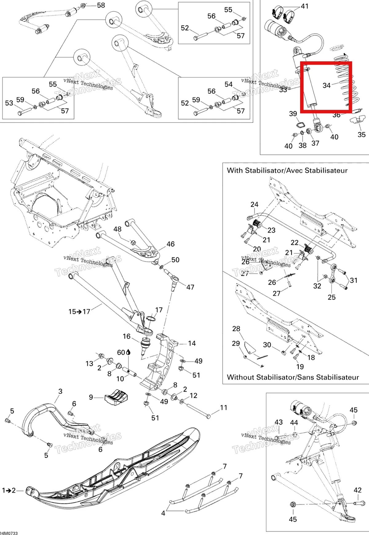 Деталь 505071677 на схеме узла 2007 Ski-Doo MX Z 440X Racing Front Suspension And Ski