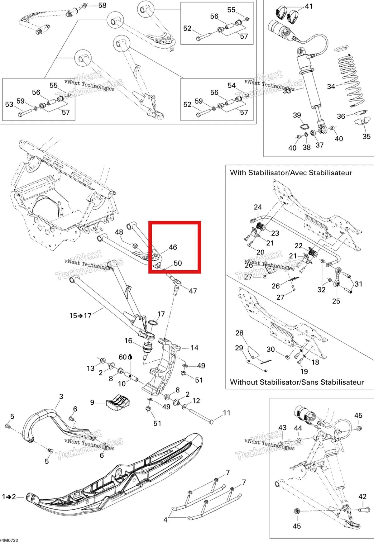 Деталь 505071959 на схеме узла 2007 Ski-Doo MX Z 440X Racing Front Suspension And Ski