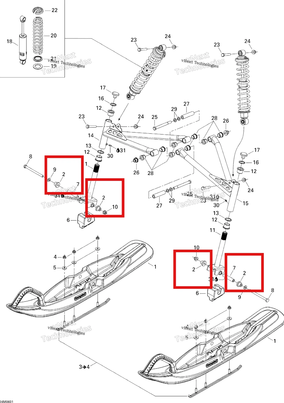 Деталь 505071960 на схеме узла 2006 Ski-Doo Tundra 300F Front Suspension And Ski