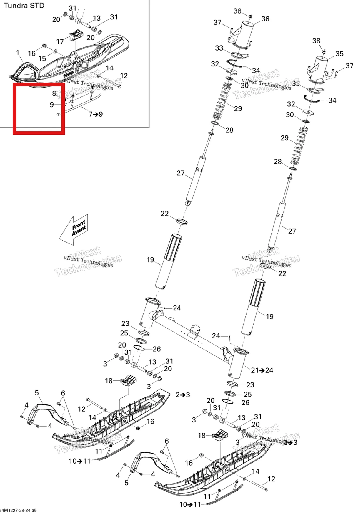 Деталь 505072020 (Деталь Large ''blow Mold'' Ski) на схеме узла 2012 Ski-Doo Tundra STD & Sport & LT 550F XP-LTS Front Suspension And Ski