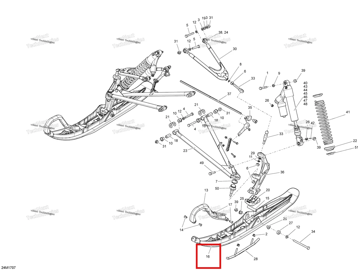 Деталь 505072205 на схеме узла 2017 Ski-Doo MXZ 600 RS Front Suspension And Ski