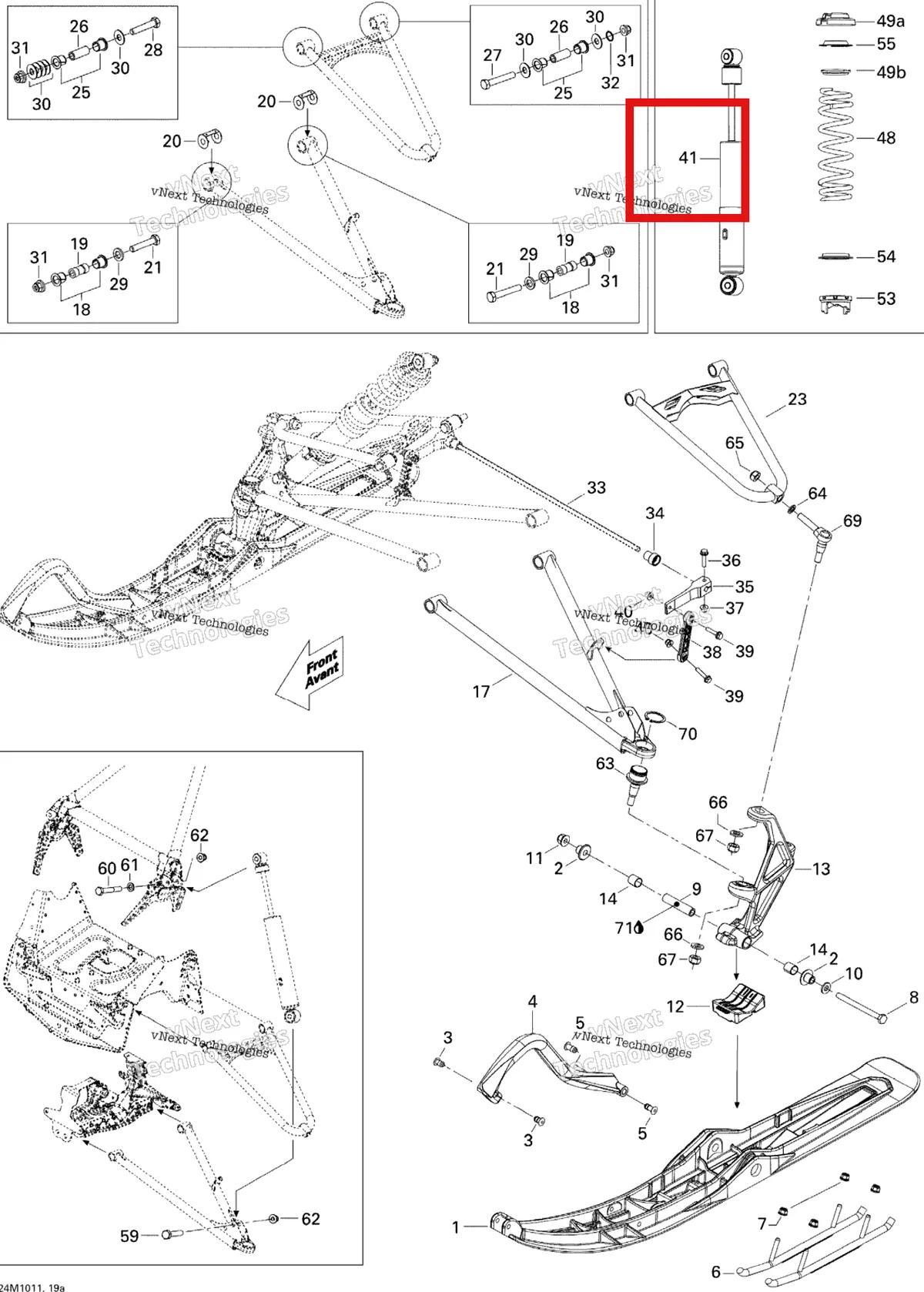 Схема применяемости: Передний амортизатор Ski-Doo 505072260