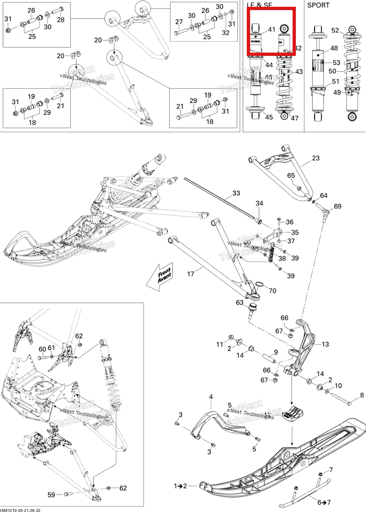 Деталь 505072261 на схеме узла 2012 Ski-Doo Grand Touring LE 600HOETEC XR Front Suspension And Ski