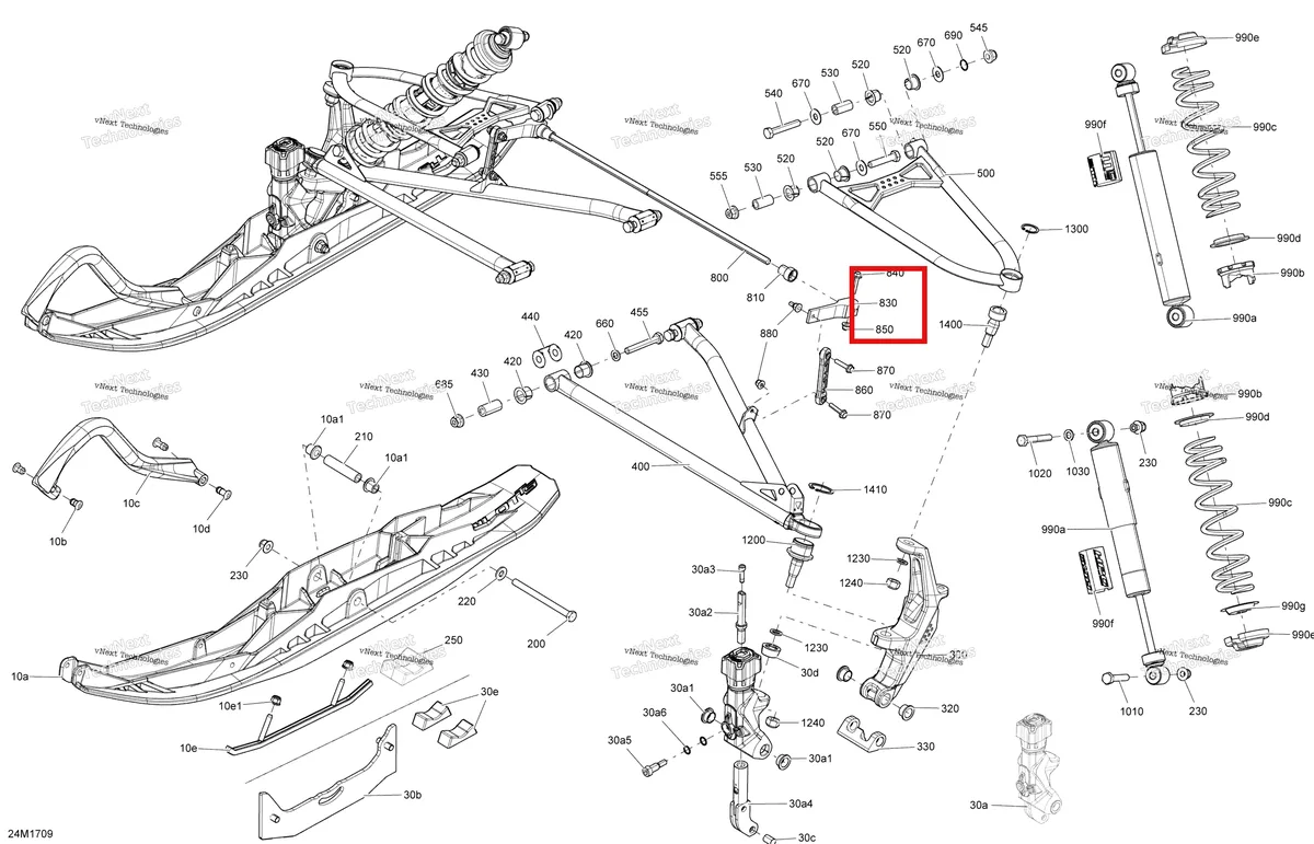 Деталь 505072446 (Деталь Stabilisator Lever) на схеме узла 2017 Ski-Doo GRAND TOURING - 4-STROKE Front Suspension And Ski - All Models