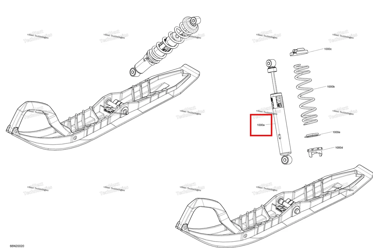 Деталь 505072517 (Шок) на схеме узла 2020 Ski-Doo EXPEDITION SWT 900 ACE Suspension, Front - Shocks