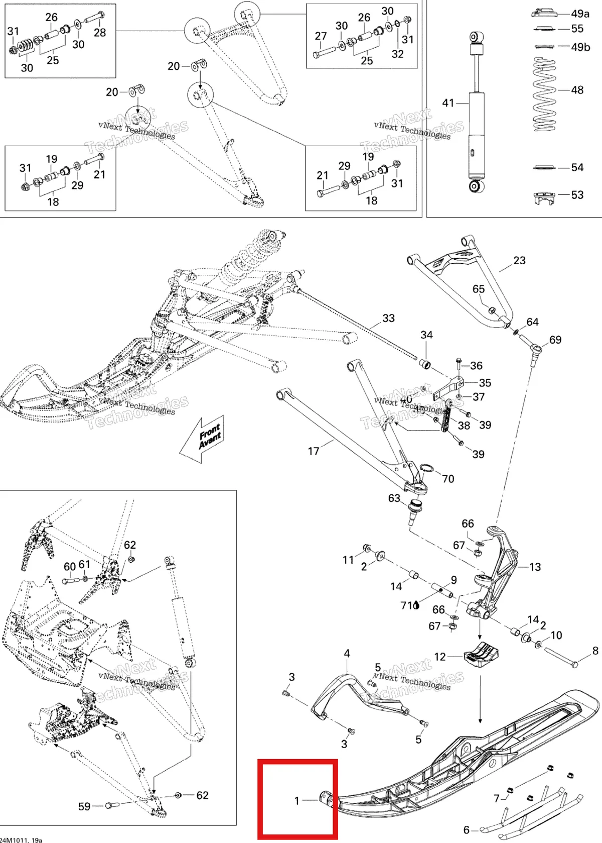 Деталь 505072548 на схеме узла 2010 Ski-Doo Grand-Touring Sport 600 Front Suspension And Ski