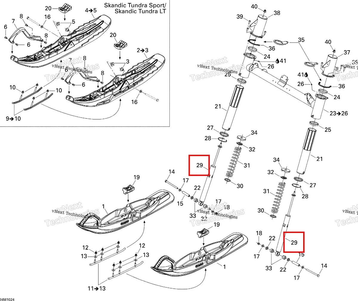 Деталь 505072555 на схеме узла 2010 Ski-Doo Skandic Tundra, STD, SPORT, LT Front Suspension And Ski