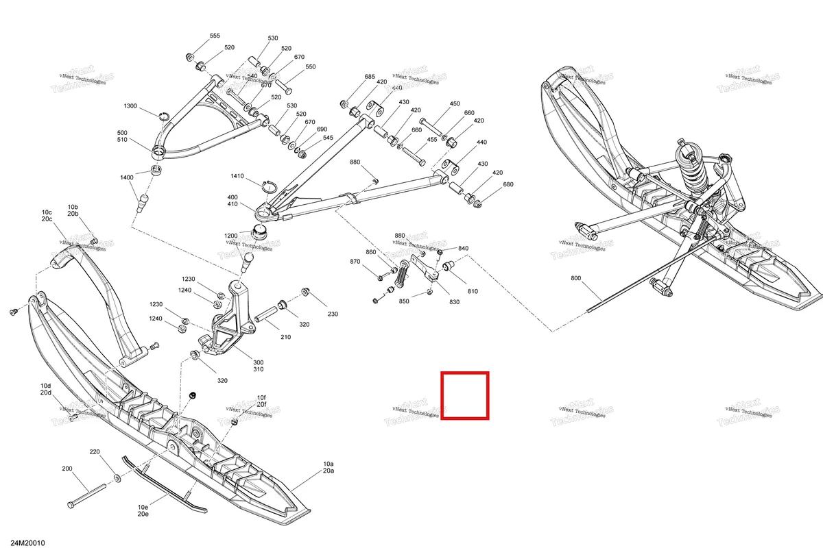 Деталь 505072664 (Черный правый Нижний Рычаг) на схеме узла 2020 Ski-Doo MXZ 600 CARB Suspension, Front - System
