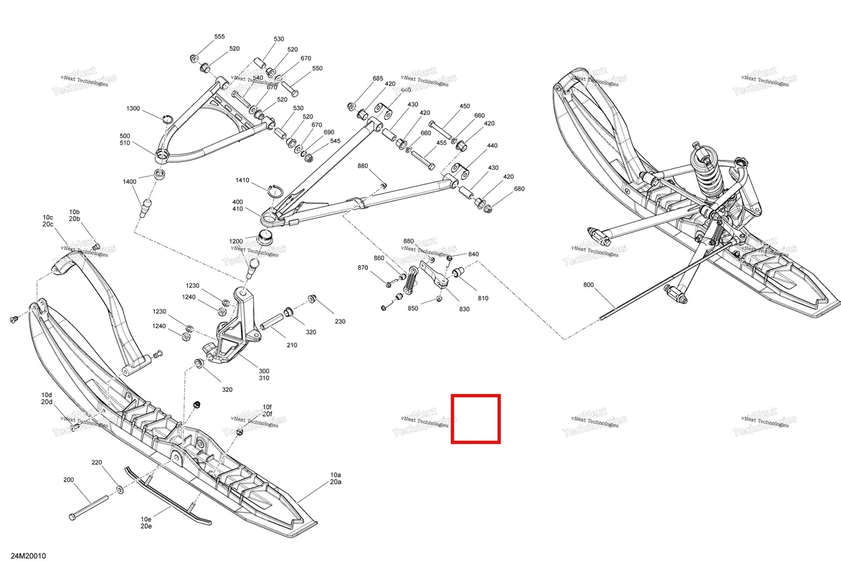 Деталь 505072665 (Черный левый Нижний Рычаг) на схеме узла 2020 Ski-Doo MXZ 600 CARB Suspension, Front - System