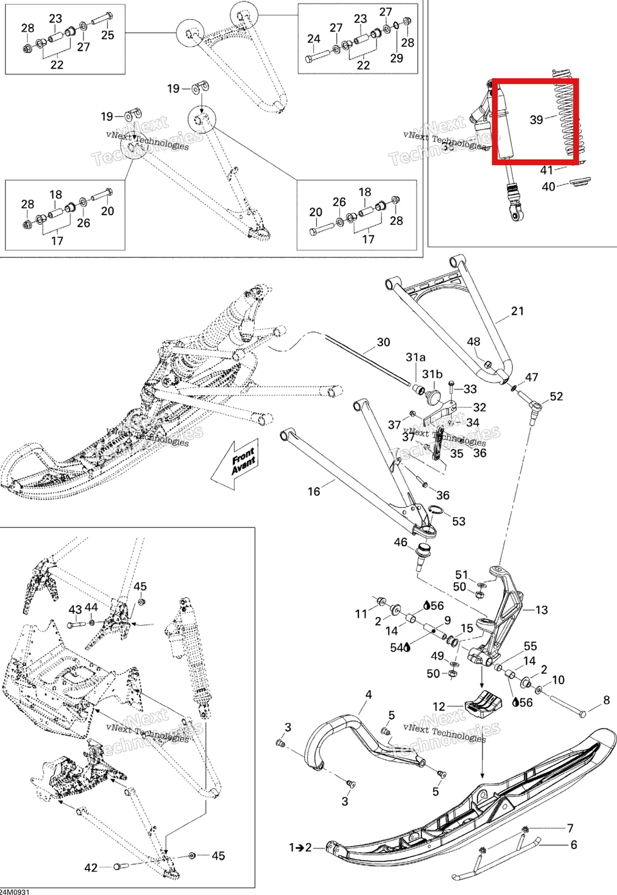 Деталь 505072687 на схеме узла 2009 Ski-Doo MX Z X 600RS Front Suspension And Ski