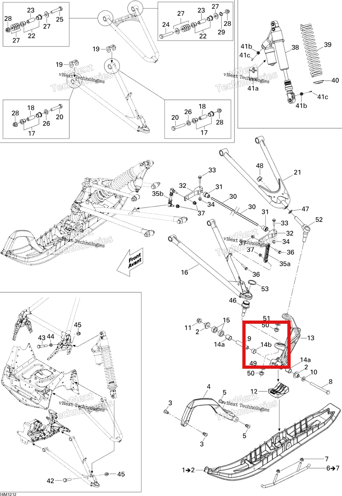 Деталь 505072747 на схеме узла Front Suspension And Ski