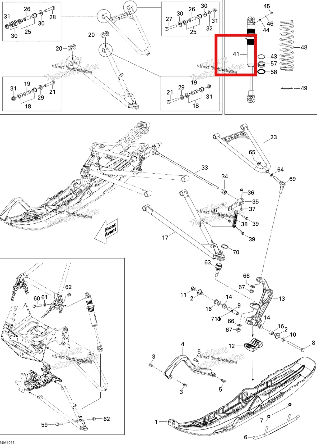 Деталь 505072755 на схеме узла 2010 Ski-Doo Summit X 600HO ETEC Front Suspension And Ski