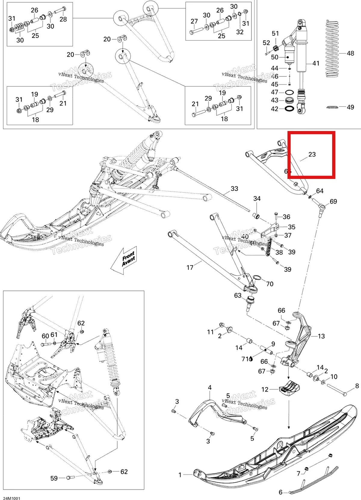 Деталь 505072777 на схеме узла 2010 Ski-Doo MX Z X-RS 600HO ETEC Front Suspension And Ski