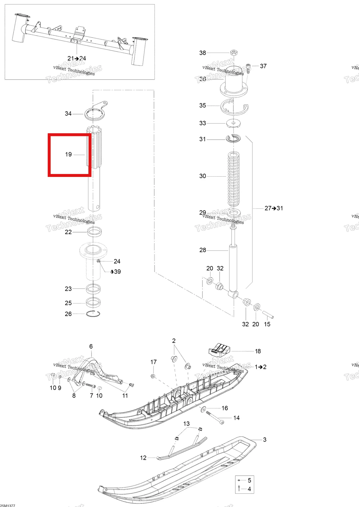 Схема применяемости: 505072778 Стойка лыжи Ski-Doo SKI LEG