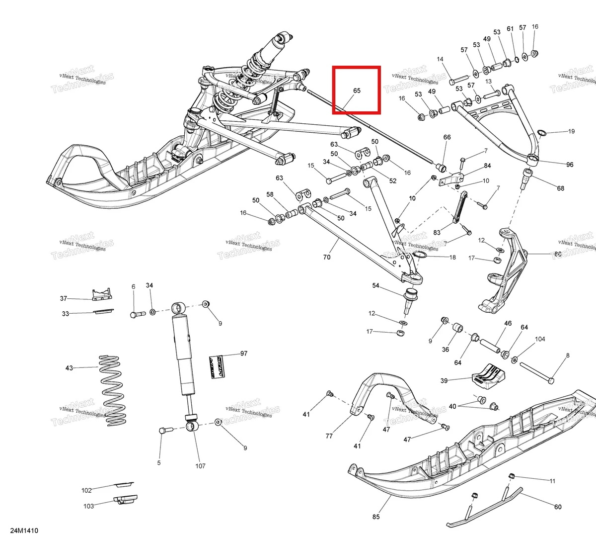 Деталь 505072785 (Деталь Stabilisator) на схеме узла 2014 Ski-Doo SUMMIT SP 800RE XM 163 Front Suspension And Ski