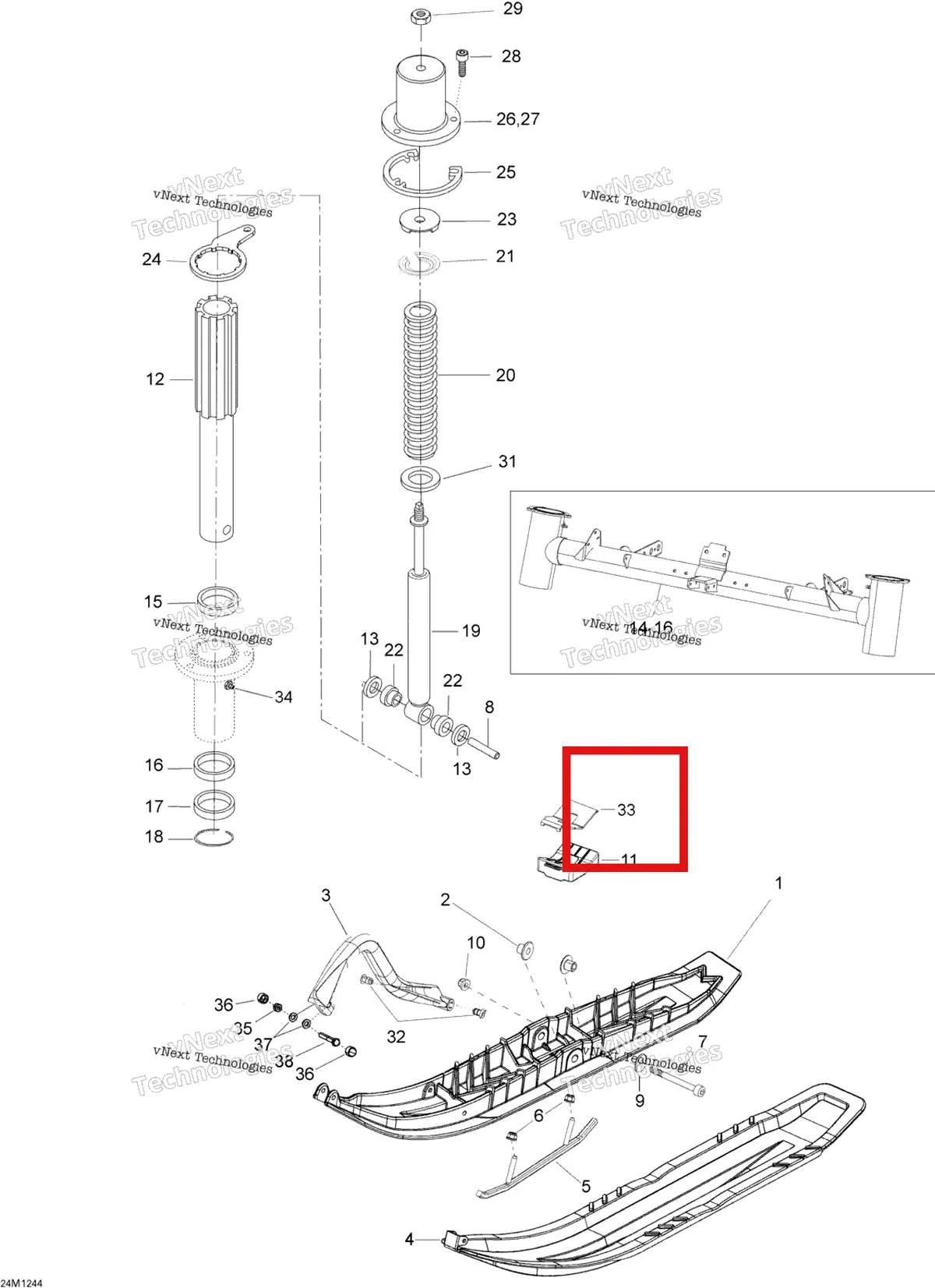 Деталь 505072799 (Опорная Плита) на схеме узла Front Suspension And Ski