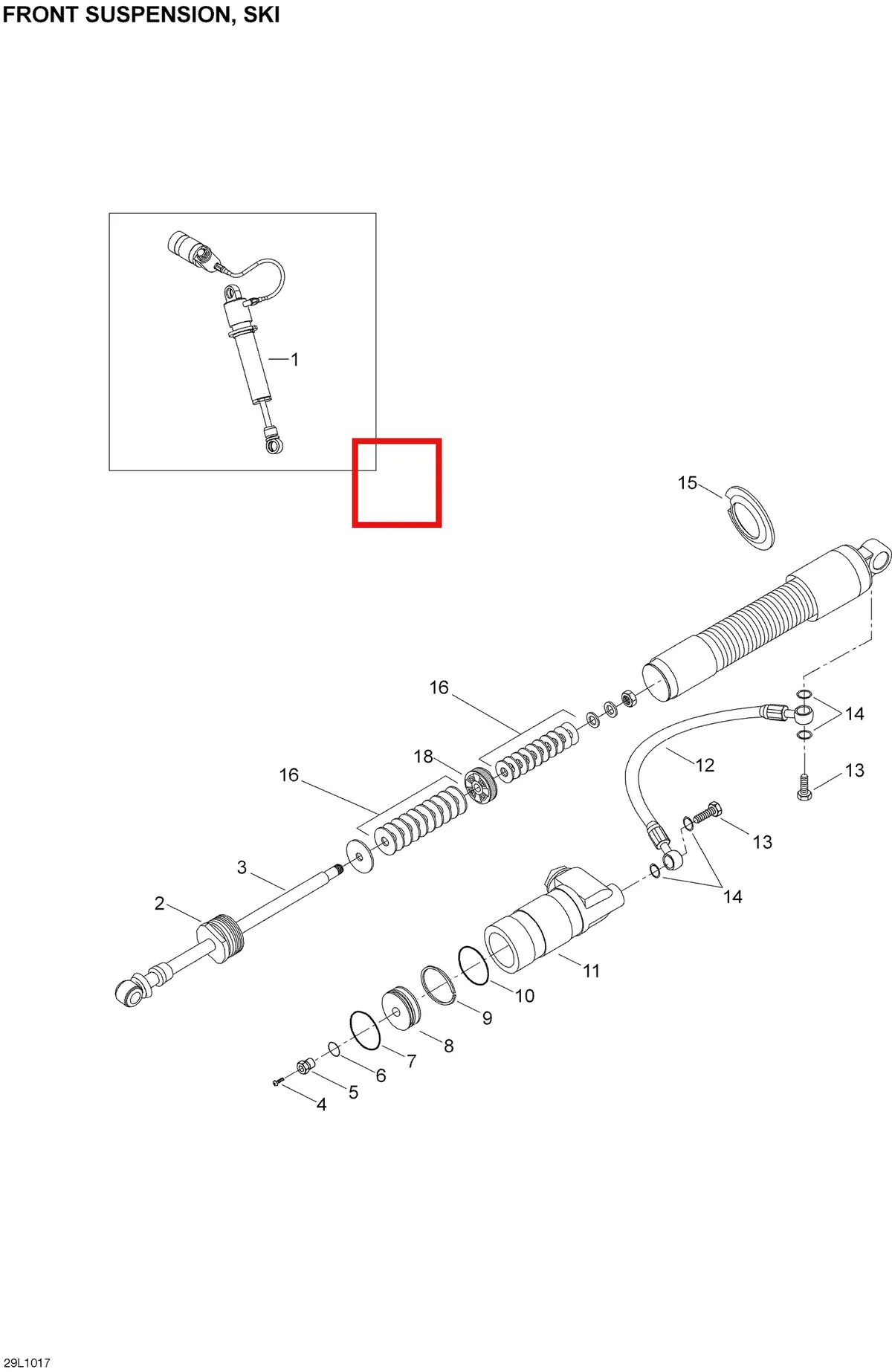 Деталь 505072819 (Деталь Rh Hpg Front Shock) на схеме узла 07- Take Apart Shock, Ski