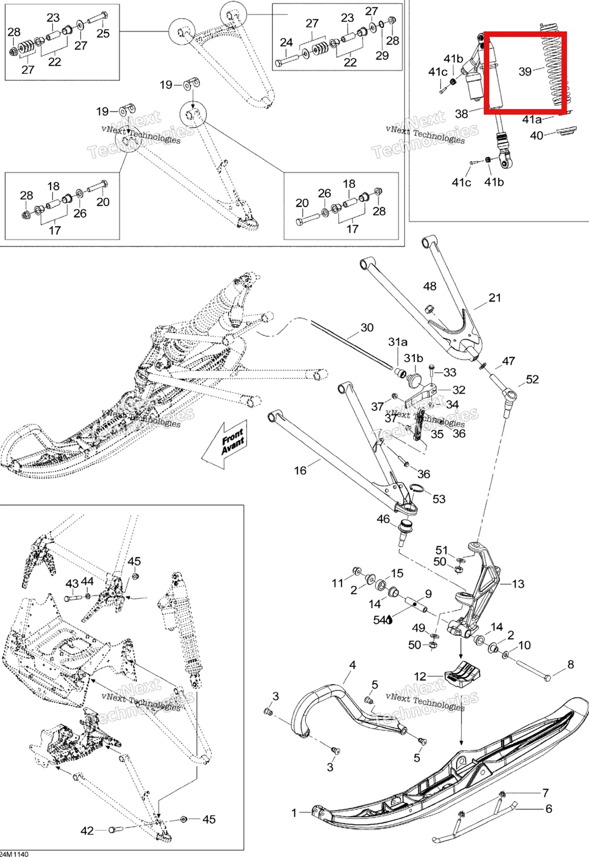 Деталь 505072845 на схеме узла 2011 Ski-Doo MX Z X 600RS Front Suspension And Ski