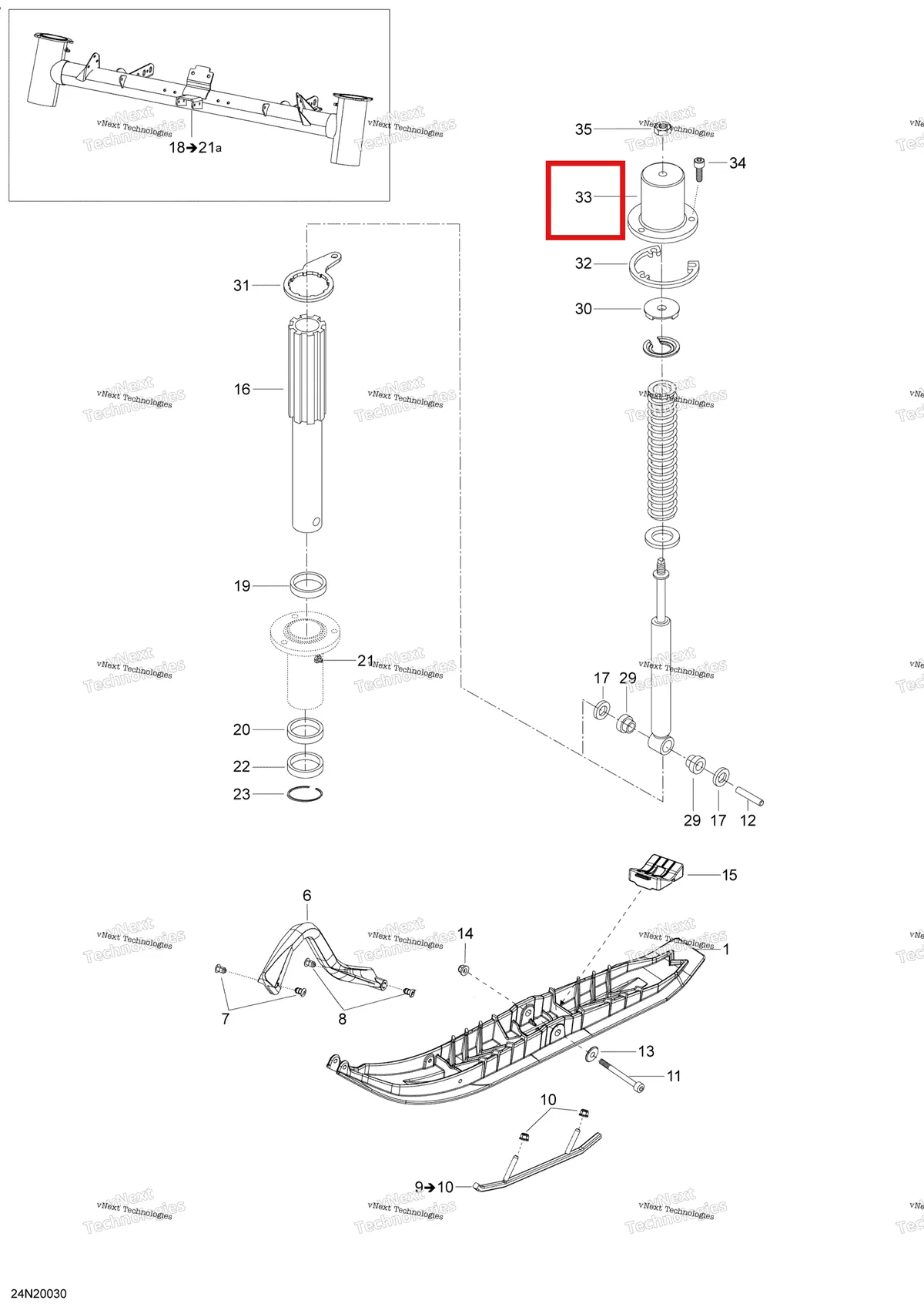 Деталь 505072874 (Деталь Suspension Cover Lh) на схеме узла 2020 Ski-Doo SKANDIC WT 600HO E-TEC Suspension, Front - System