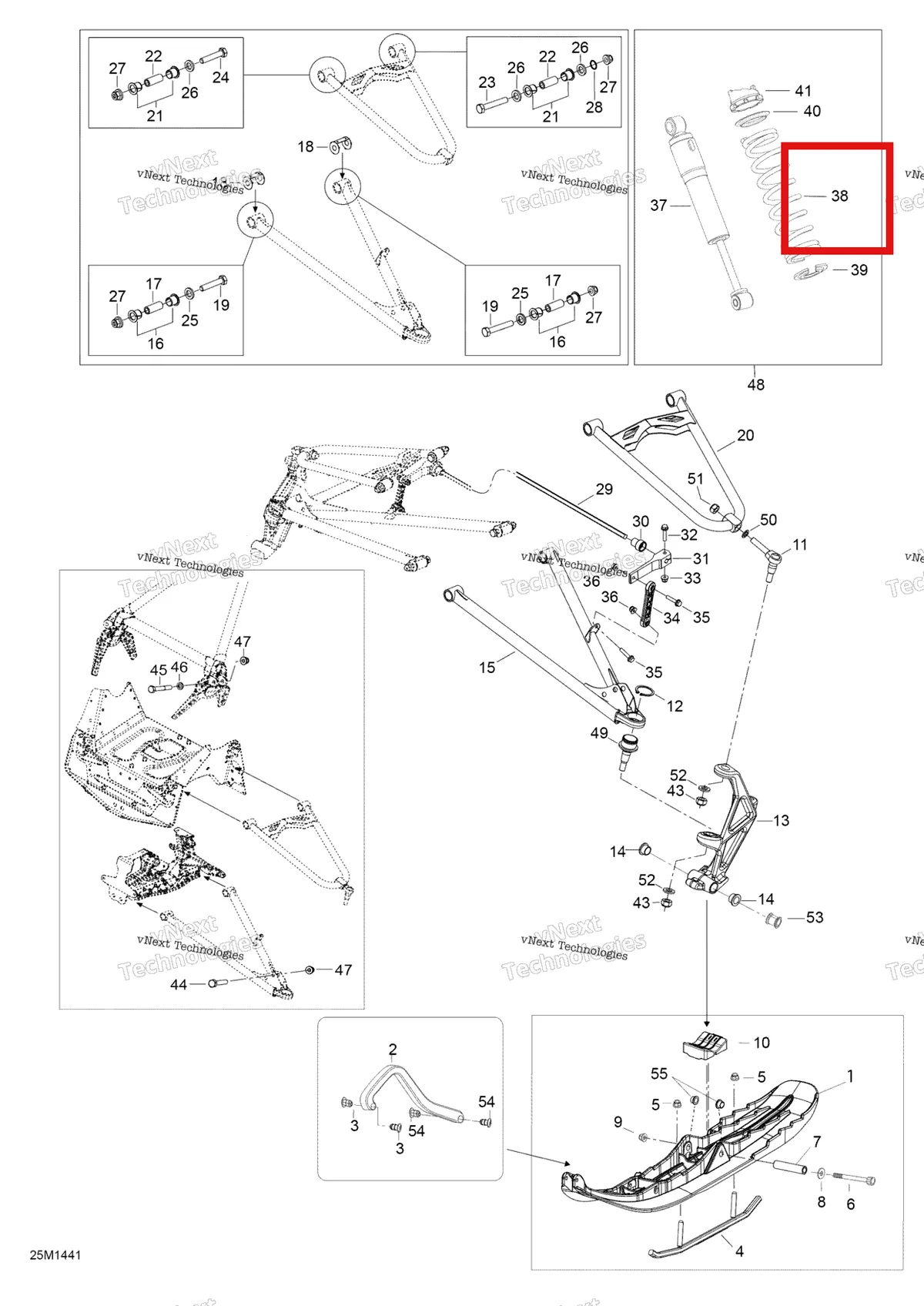 Деталь 505072882 (Пружина) на схеме узла 2014 Ski-Doo EXPEDITION LE 1200 XU Front Suspension And Ski