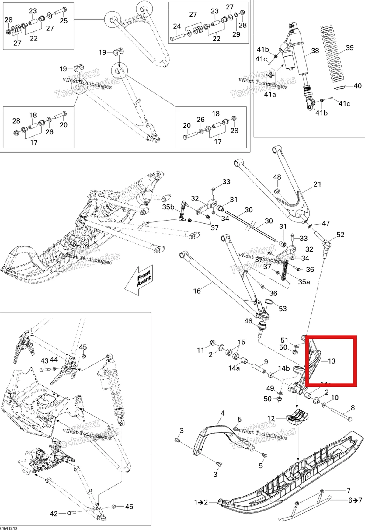 Деталь 505072947 на схеме узла Front Suspension And Ski