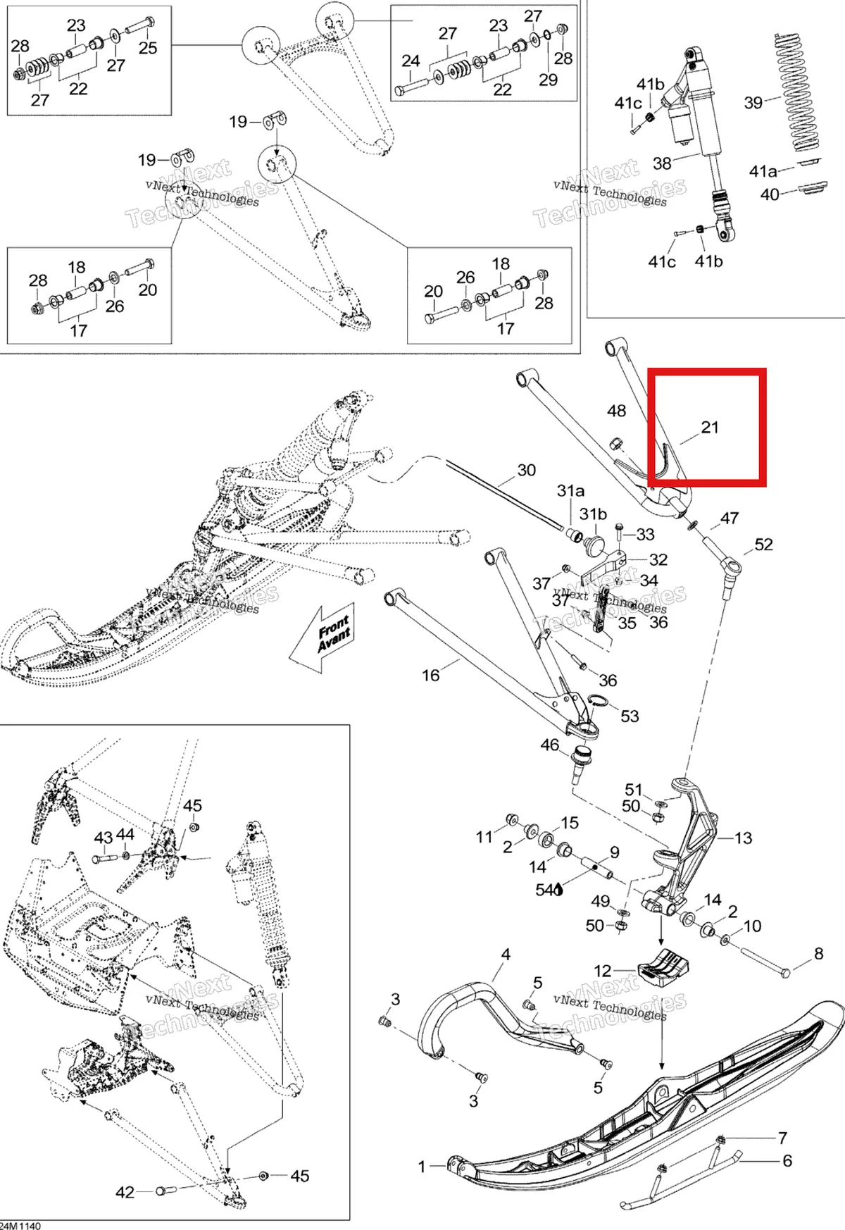 Деталь 505072996 на схеме узла 2011 Ski-Doo MX Z X 600RS Front Suspension And Ski