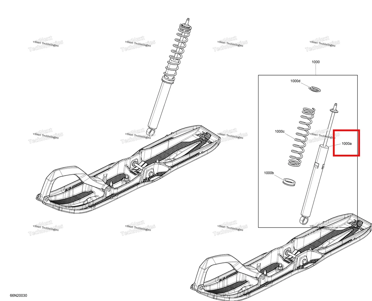 Деталь 505073046 (Шок) на схеме узла 2020 Ski-Doo SKANDIC WT 550F Suspension, Front - Shocks