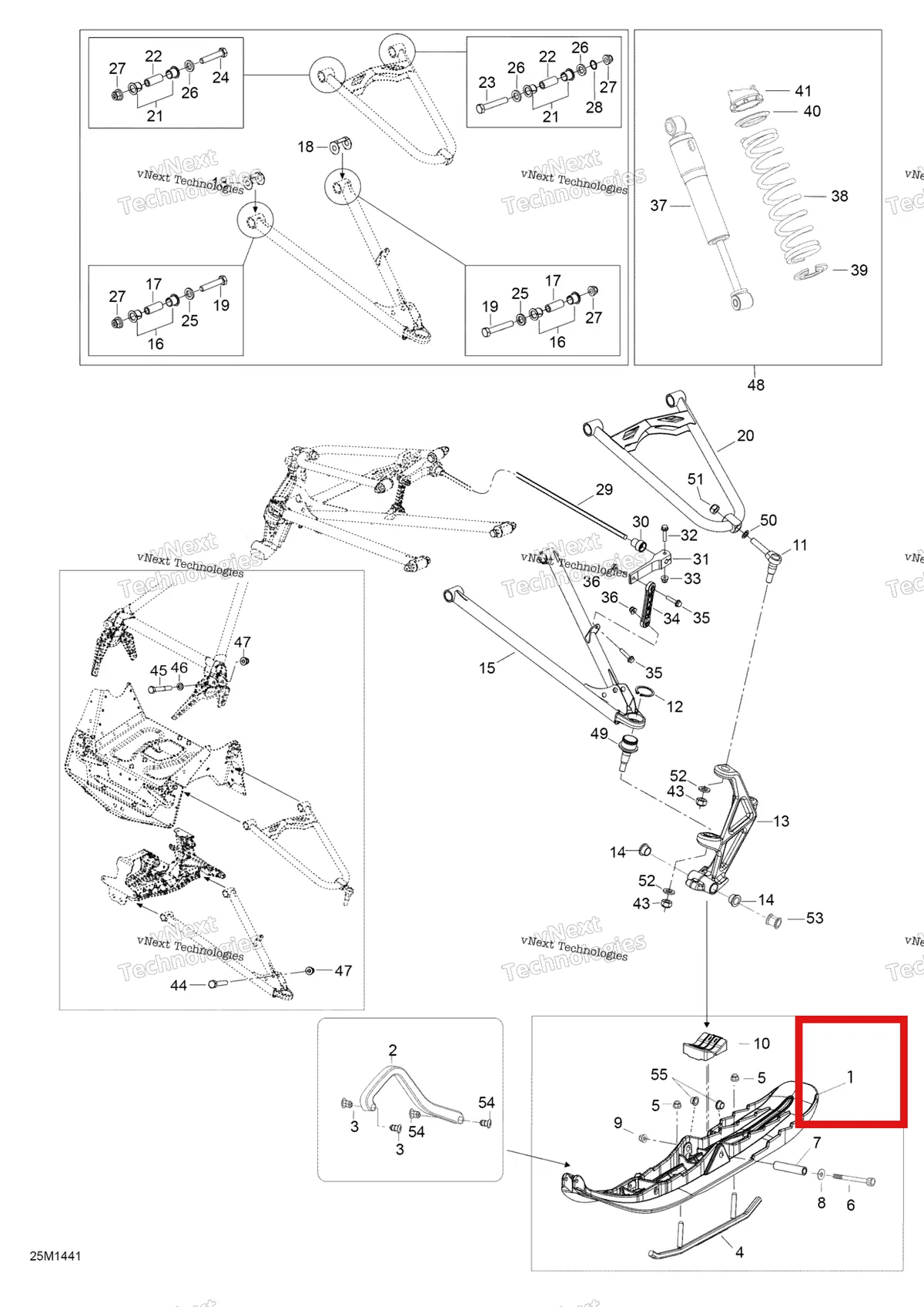 Деталь 505073056 на схеме узла 2014 Ski-Doo EXPEDITION LE 1200 XU Front Suspension And Ski
