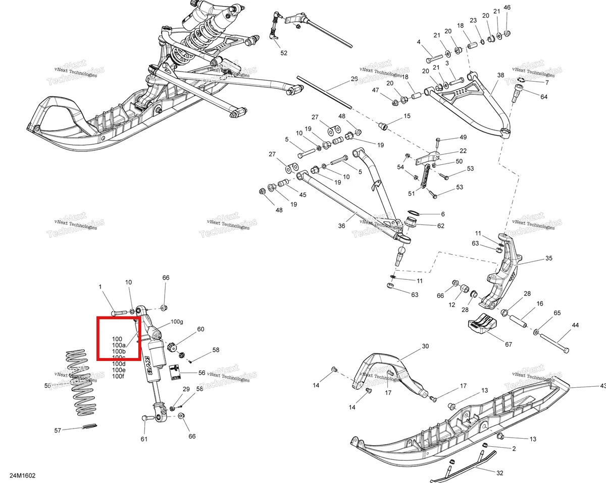 Деталь 505073123 на схеме узла 2016 Ski-Doo FREERIDE Front Suspension And Ski